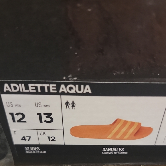 Adidas Adilette Aqua Unisex Orange Slides M12 W13 - Picture 2 of 4